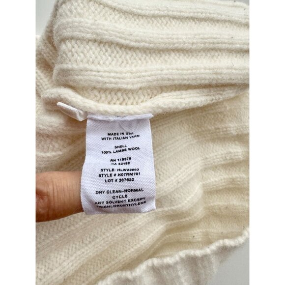 HELMUT LANG Re-Edition Ivory 100% Wool Ribbed Knit Cut-Out Elbow Sweater, Size M - Picture 15 of 15